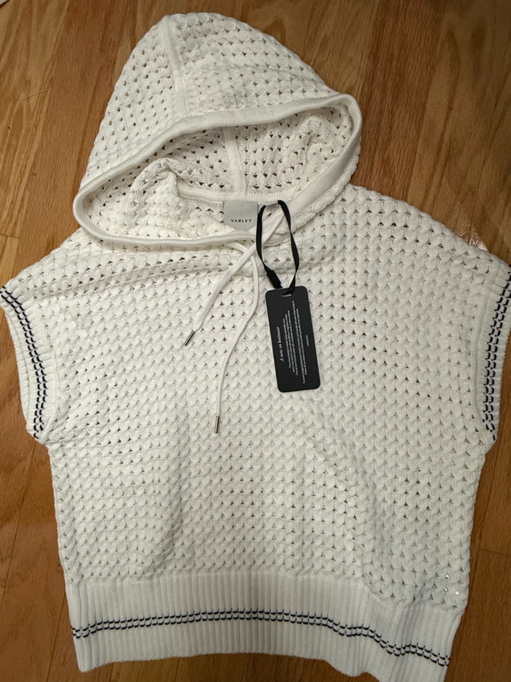 NWT Varley Vittoria Open Stitch Knit Hoodie in Snow White, size S - Picture 8 of 8